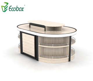 Ecobox GMG-002 خزانات سوبر ماركت خشبية فولاذية تعرض أرفف الجزيرة