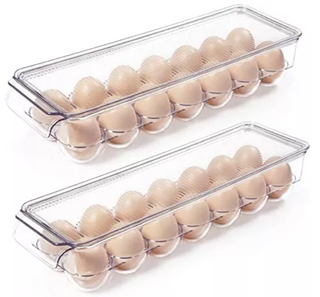 صينية البيض مع غطاء درج من نوع الثلاجة صندوق تخزين زلابية البيض المنظم الحاويات شبكات صندوق تخزين البيض