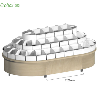 رف دائري من سلسلة Ecobox G003 مع صناديق Ecobox السائبة في السوبر ماركت يعرض المواد الغذائية السائبة