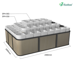 رف سلسلة Ecobox G004 مع صناديق Ecobox السائبة في السوبر ماركت يعرض المواد الغذائية السائبة